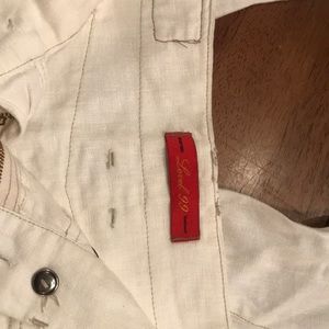 Level 99 white linen flare leg summer pants